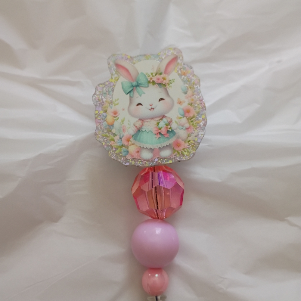 Easter Bunny Badge Reel With Retractable Pull